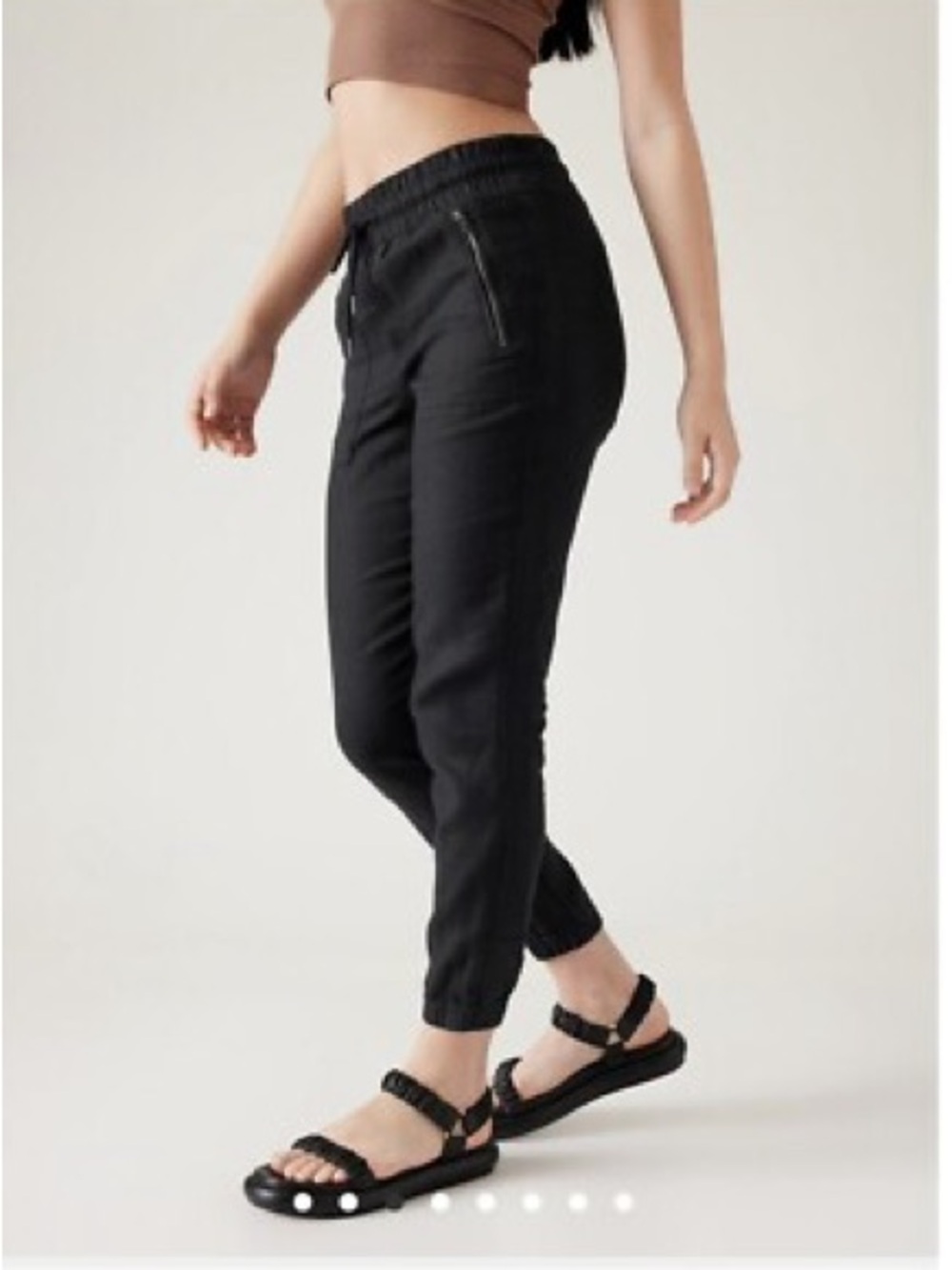 Athleta Black Elastic Waist Jogger Pants with Zip Pockets